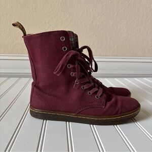 Dr. Martens | Women's Stratford Cherry Red Canvas Boots Size 8 Skater Grunge